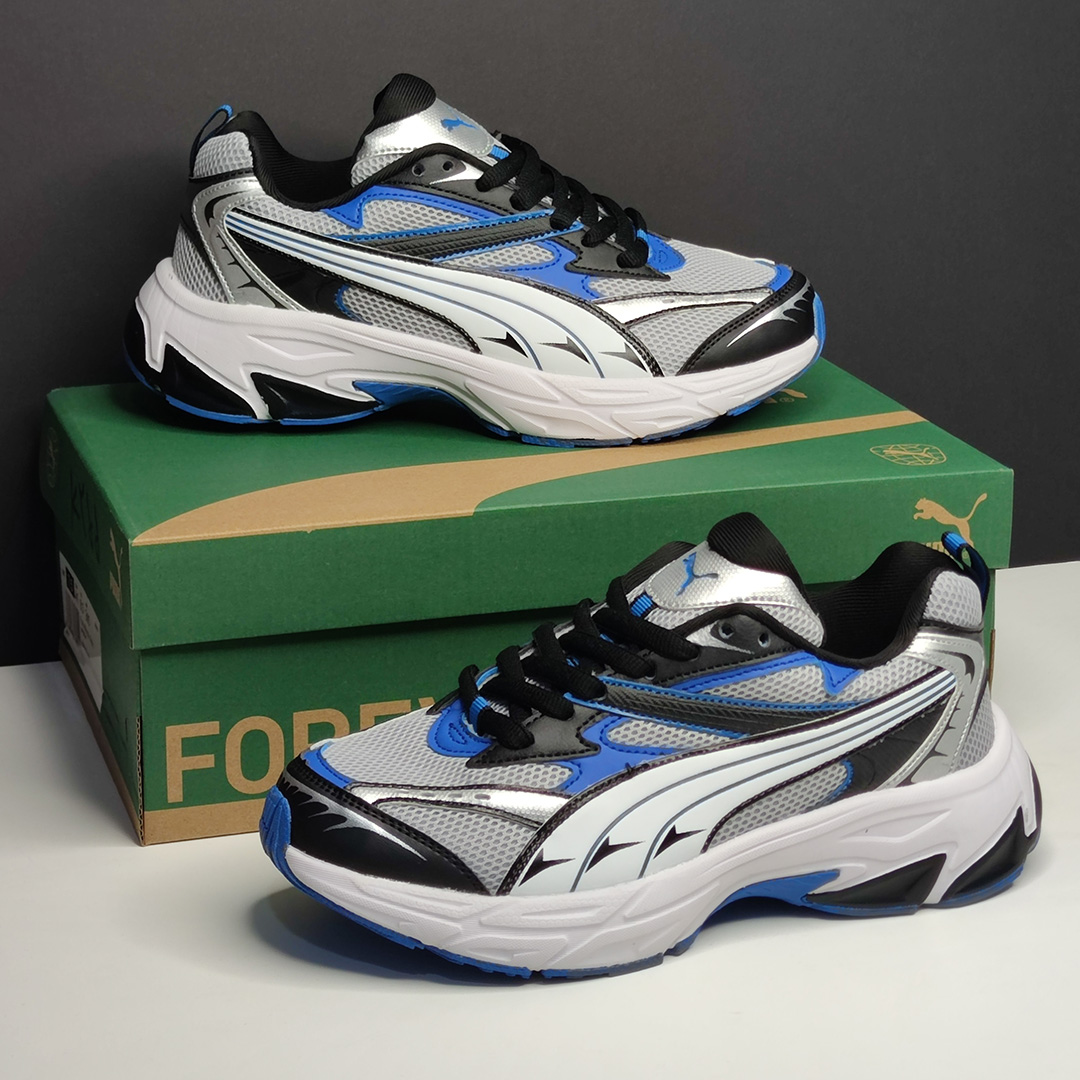پوما مورفیک نقرهای سفید آبی مشکی PUMA Morphic Feather Grey Blue 393792-05